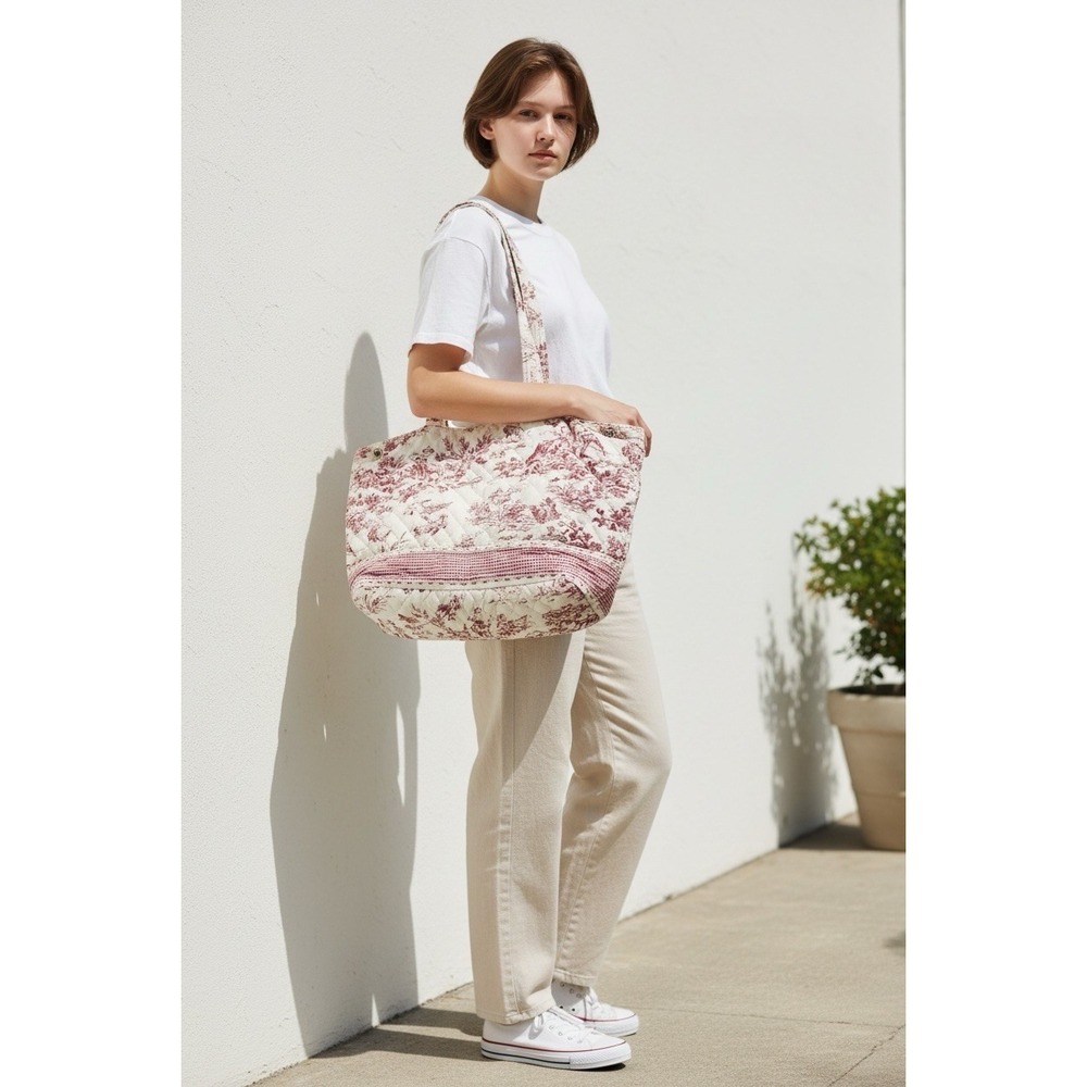 Americana By sharif Quilted Toile Print Handbag Cottagecore French Country